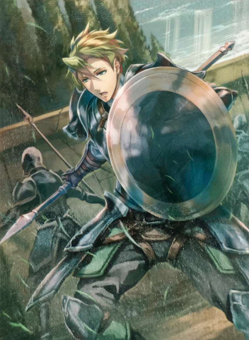 1boy, 2others, aran_(fire_emblem), armor, bisaiiiii, commentary, english_commentary, fire_emblem