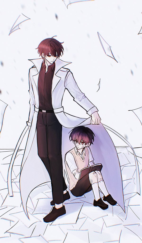 2boys, bandage_on_elbow, bandage_on_face, bandage_on_knee, bandages, black_eyes, black_hair, black_shirt