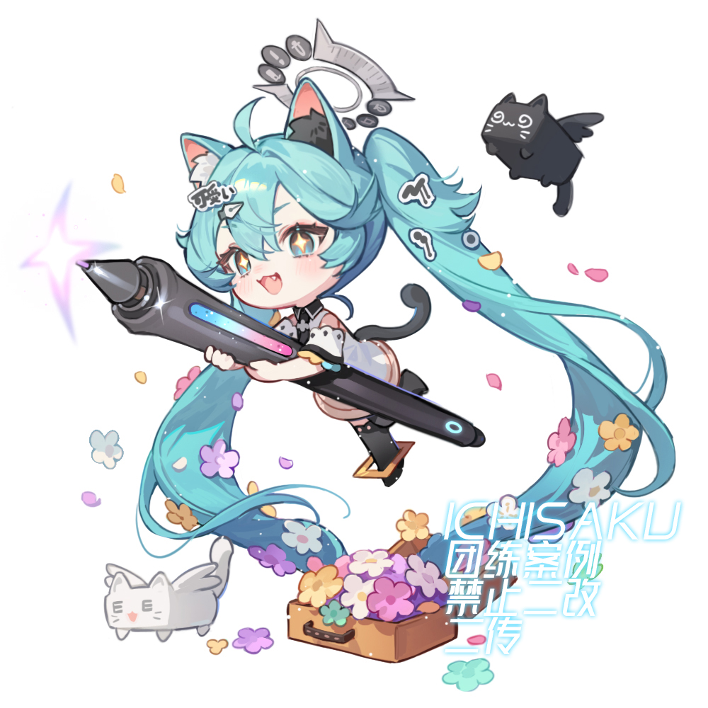 +_+, 1girl, :3, :d, ahoge, animal_ear_fluff, animal_ears, black_cat