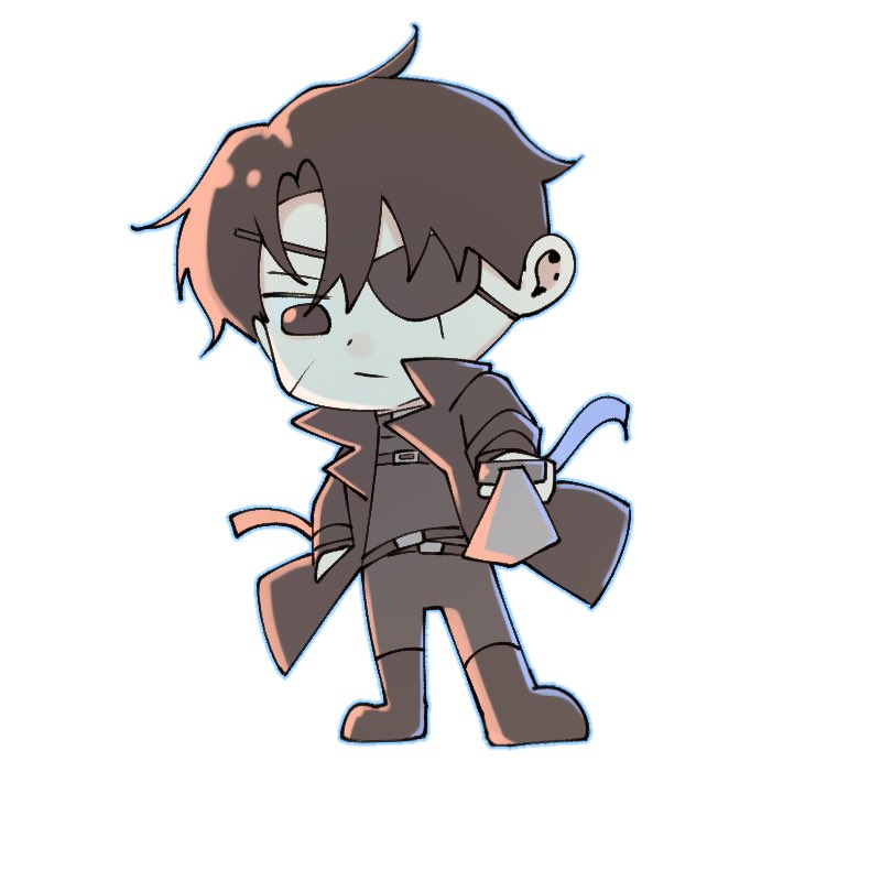 1boy, :/, black_coat, black_eyes, black_hair, black_shirt, chibi, chibi_only