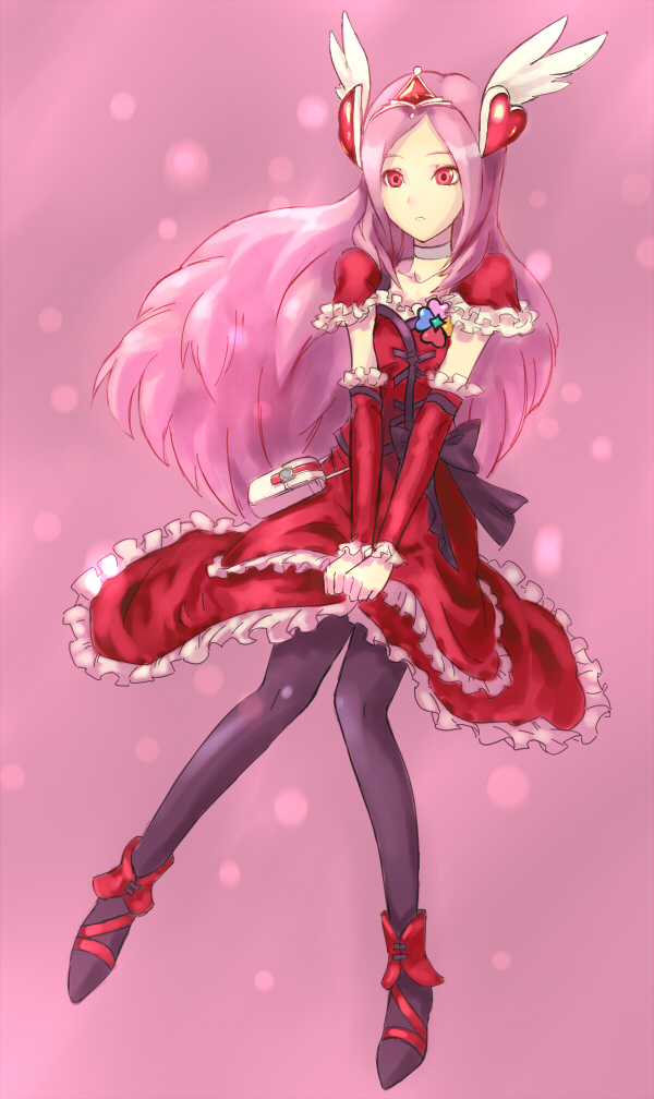black_legwear, bow, choker, cure_passion, dress, fresh_precure!, frills, hair_ornament