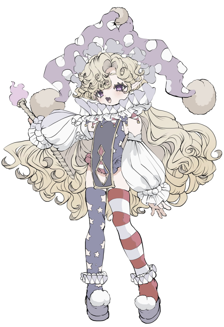 1girl, :3, :d, adapted_costume, american_flag, american_flag_legwear, american_flag_print, asymmetrical_legwear