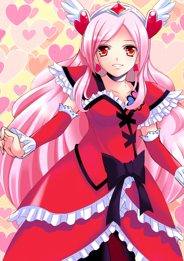 black_legwear, bow, choker, cure_passion, dress, fresh_precure!, frills, hair_ornament