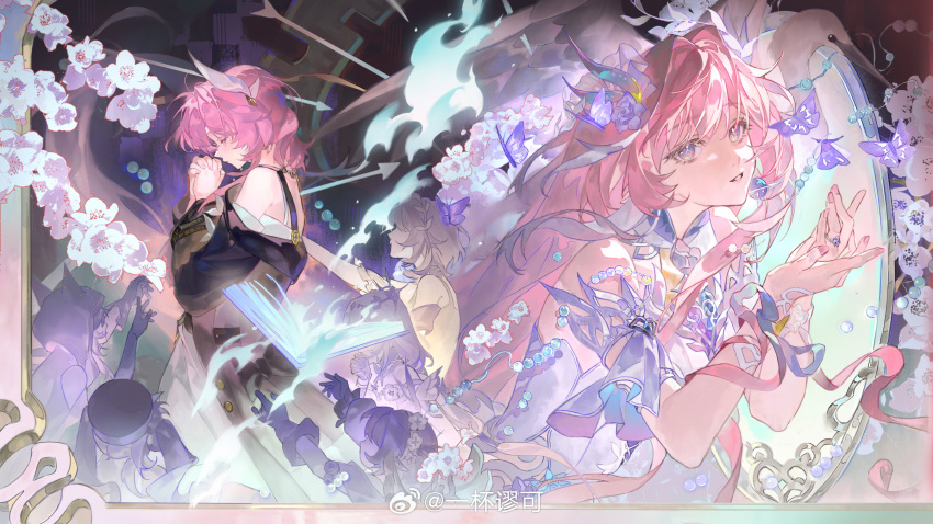 2girls, aglaea_(honkai:_star_rail), bare_shoulders, cipher_(honkai:_star_rail), closed_eyes, closed_mouth, cyrene_(aedes_elysiae)_(honkai:_star_rail), cyrene_(honkai:_star_rail)