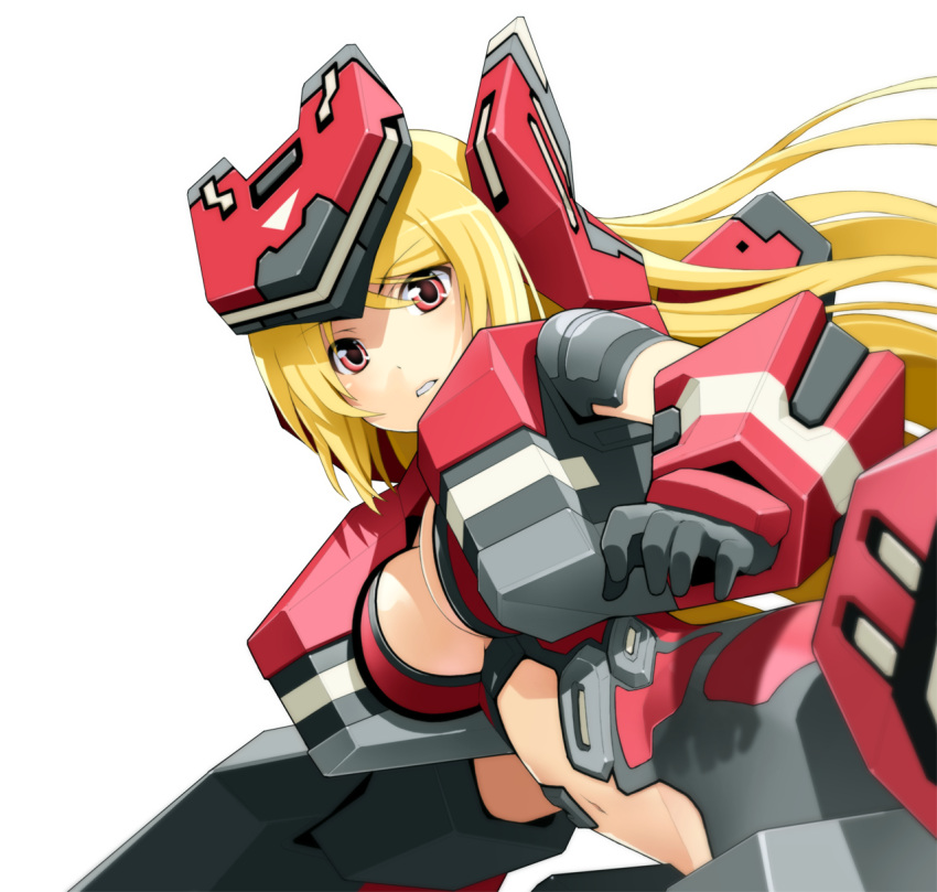 armor, blonde_hair, breasts, cosmic_break, crimrose, highres, long_hair, mecha_musume