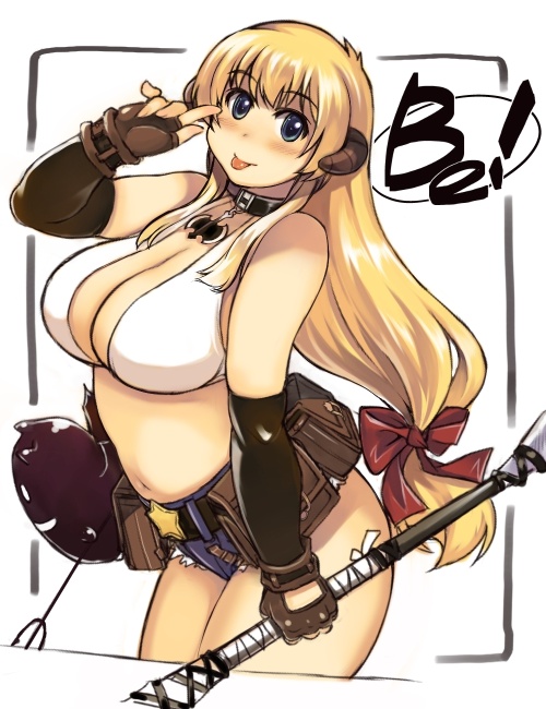 blue_eyes, breasts, cleavage, horns, large_breasts, plump, ragnarok_online, solo