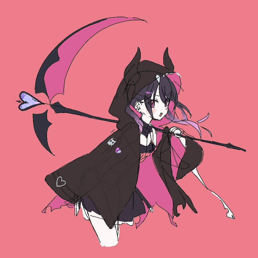 1girl, black_dress, black_hair, black_jacket, cloak, cropped_legs, dress, hair_ornament