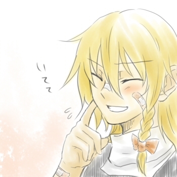 bandage, bandages, blonde_hair, bow, braid, closed_eyes, fuji_tsugu, fujikei_shin