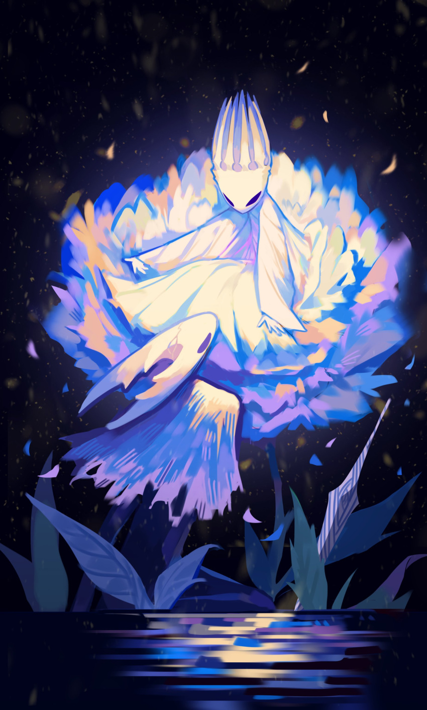 absurdres, arthropod_boy, black_eyes, black_skin, cloak, colored_skin, crown, grey_cloak