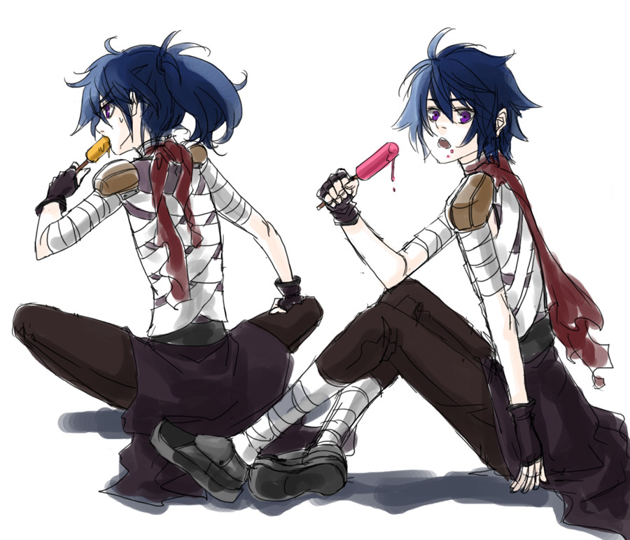 2boys, armor, assassin_(ragnarok_online), bandages, bandages_over_clothes, black_shoes, brown_pants, commentary_request
