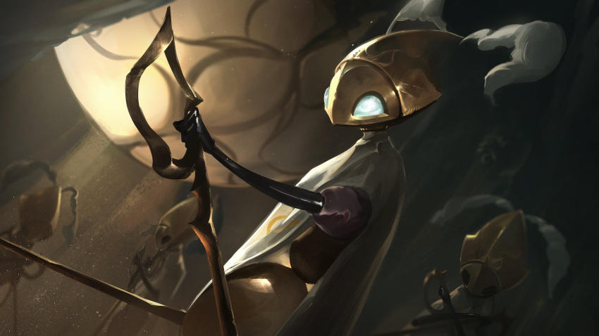 absurdres, arthropod_limbs, black_skin, cloak, colored_skin, crossed_arms, crossed_weapons, dual_wielding