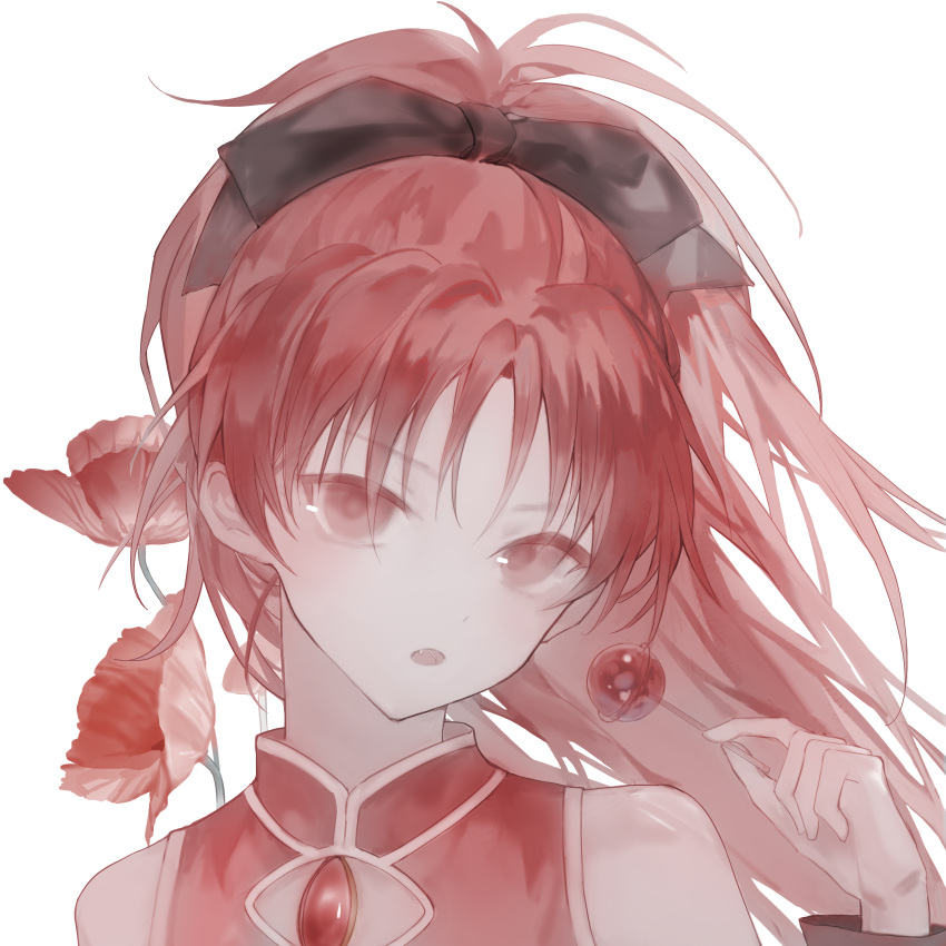1girl, absurdres, antenna_hair, bare_shoulders, black_bow, black_wrist_cuffs, bow, candy