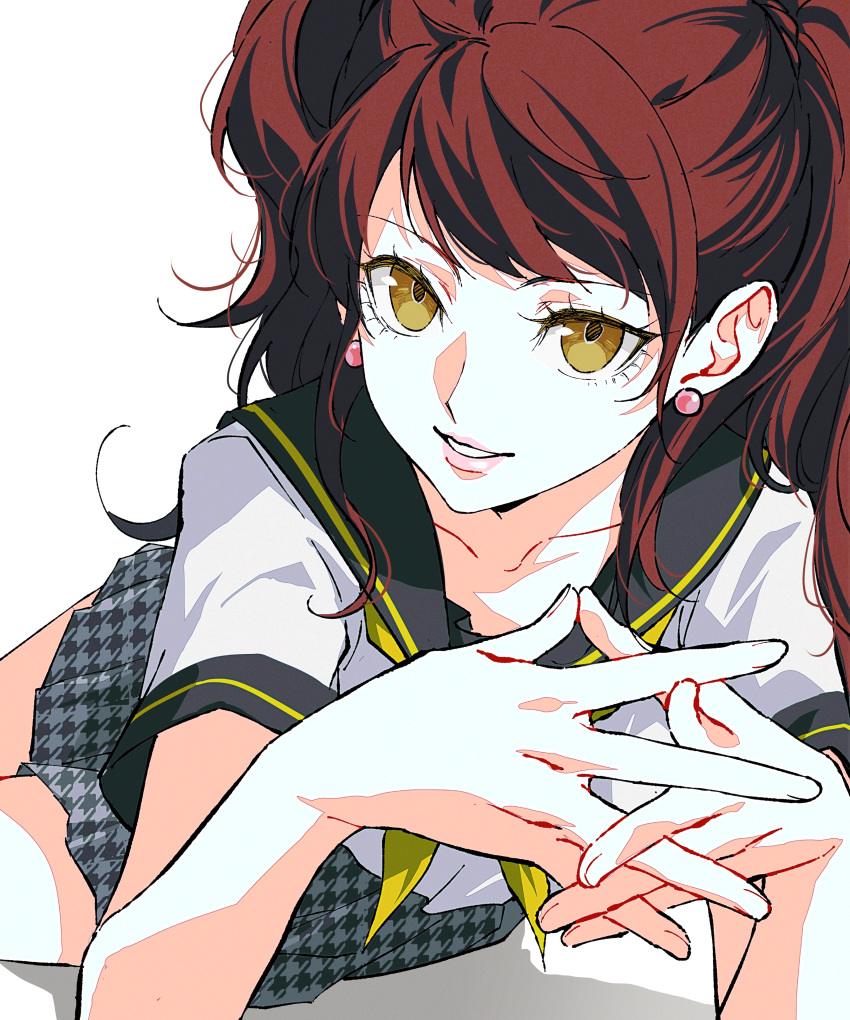 1girl, absurdres, ako_(eanaaati1), black_sailor_collar, brown_eyes, brown_hair, chinese_commentary, collar