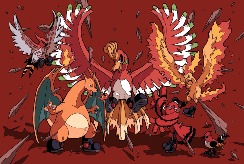 animal_focus, beak, bird, black_boots, boots, breath_weapon, breathing_fire, charizard