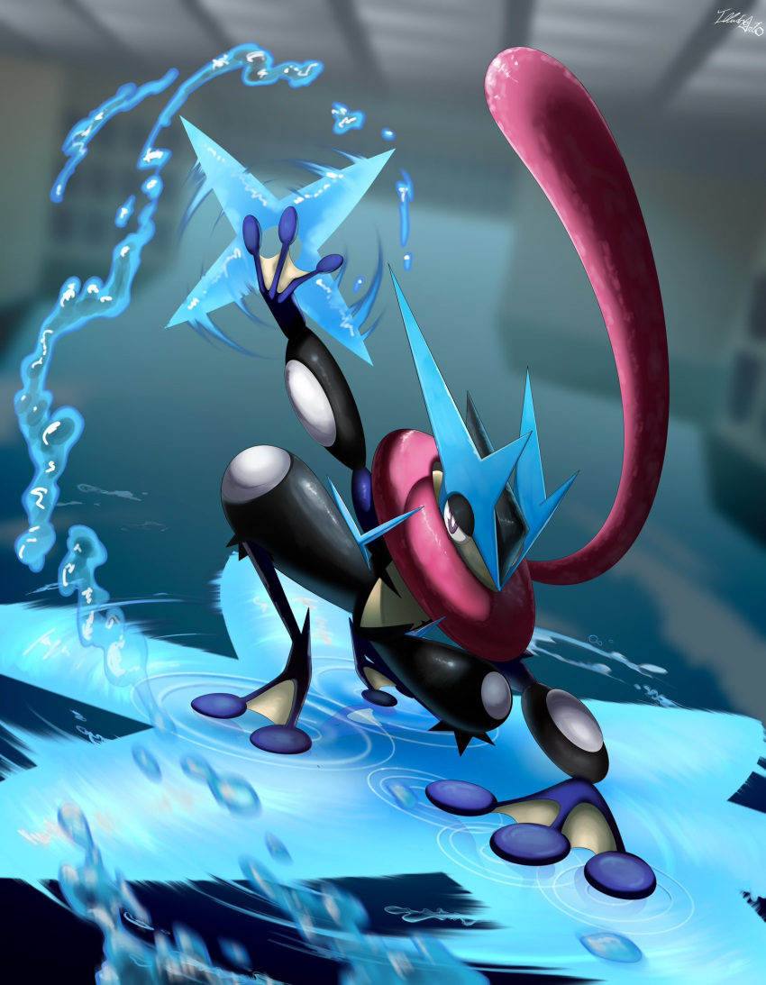 fivizzaniluke, frog, full_body, greninja, highres, long_tongue, mega_greninja, mega_pokemon