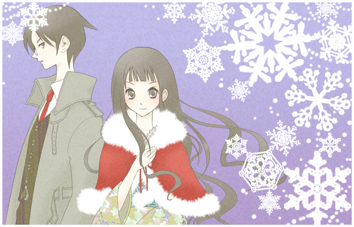 black_hair, blunt_bangs, brother_and_sister, coat, glasses, itoshiki_mikoto, itoshiki_rin, japanese_clothes