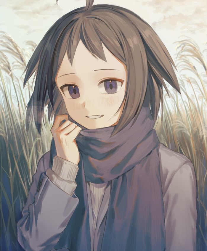 1boy, ahoge, black_hair, blue_eyes, blue_scarf, calem_(pokemon), jacket, long_sleeves
