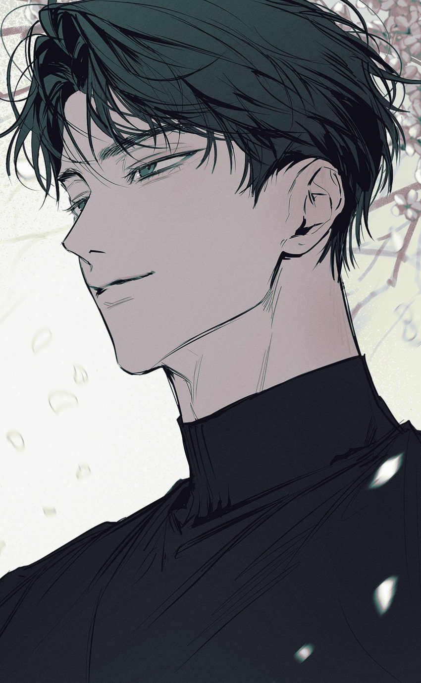 1boy, aegyo_sal, black_hair, closed_mouth, commentary, deukdo, eoduun_badaui_deungbul-i_doeeo, eyelashes