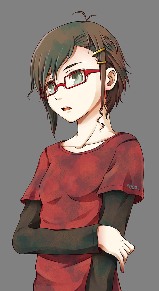 bad_id, brown_hair, glasses, grey_eyes, hair_ornament, hairclip, kyouma09, open_mouth, original, shigarami_kyouma, short_hair, solo