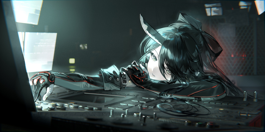 1girl, black_bow, black_gloves, black_hair, bow, dalanxia, girls'_frontline_2:_exilium, girls_frontline