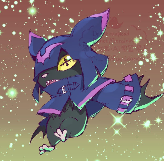 bat_(animal), chiropmon, digimon, digimon_(creature), full_body, hinahinairuka, hood, hood_up