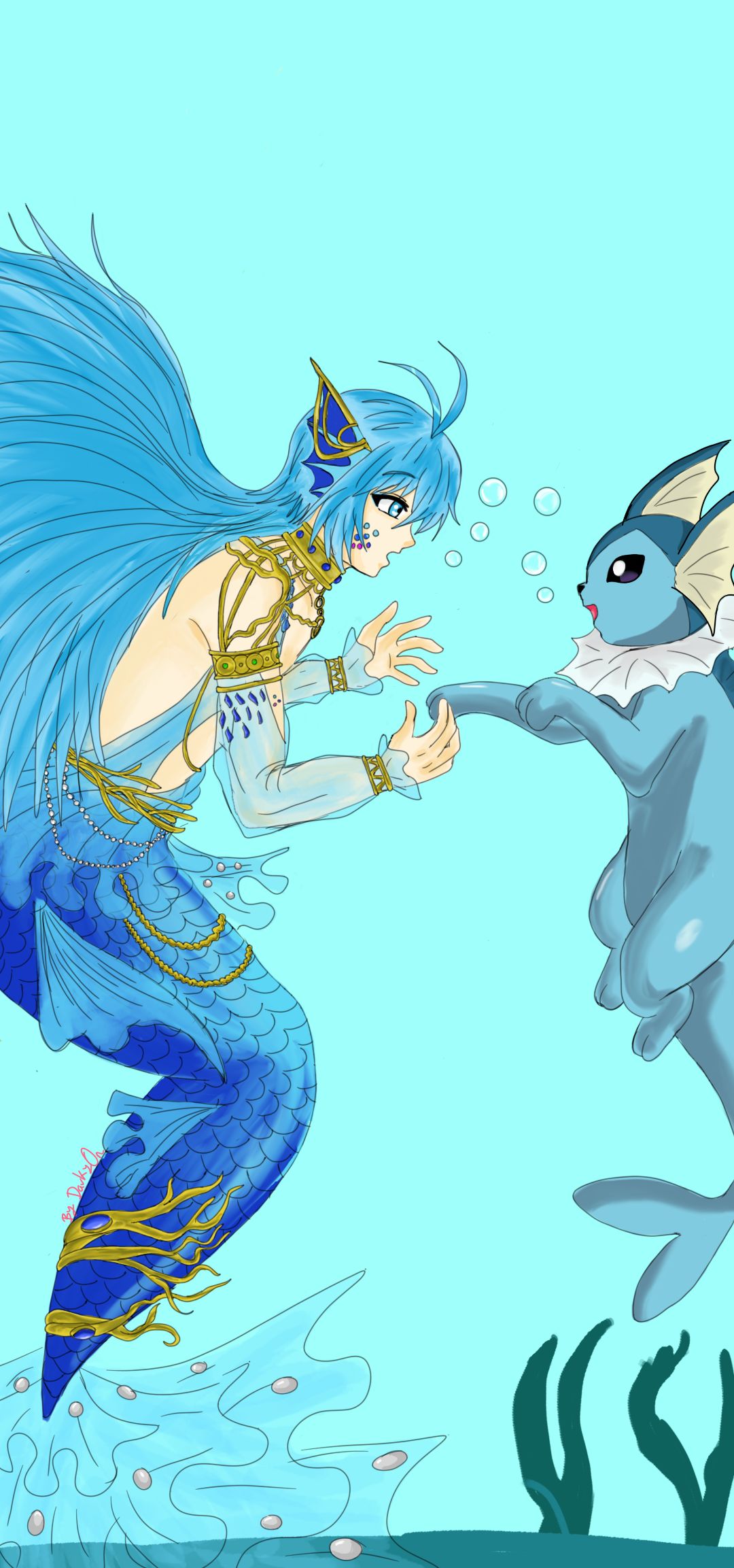 darkyon, highres, noctilucent:_before_dawn, non-web_source, pokemon, self-upload, vaporeon, yve_(noctilucent)