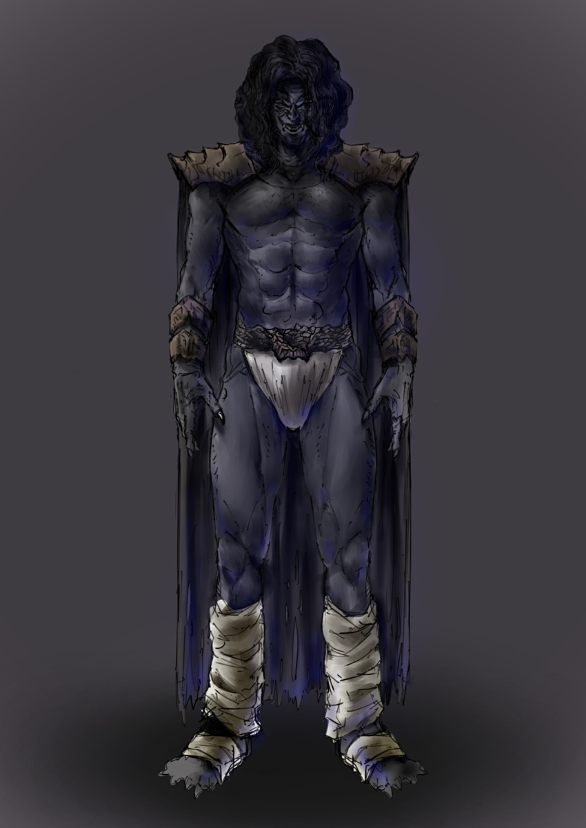 1boy, alternate_form, armor, black_hair, cape, character_request, check_character, claws