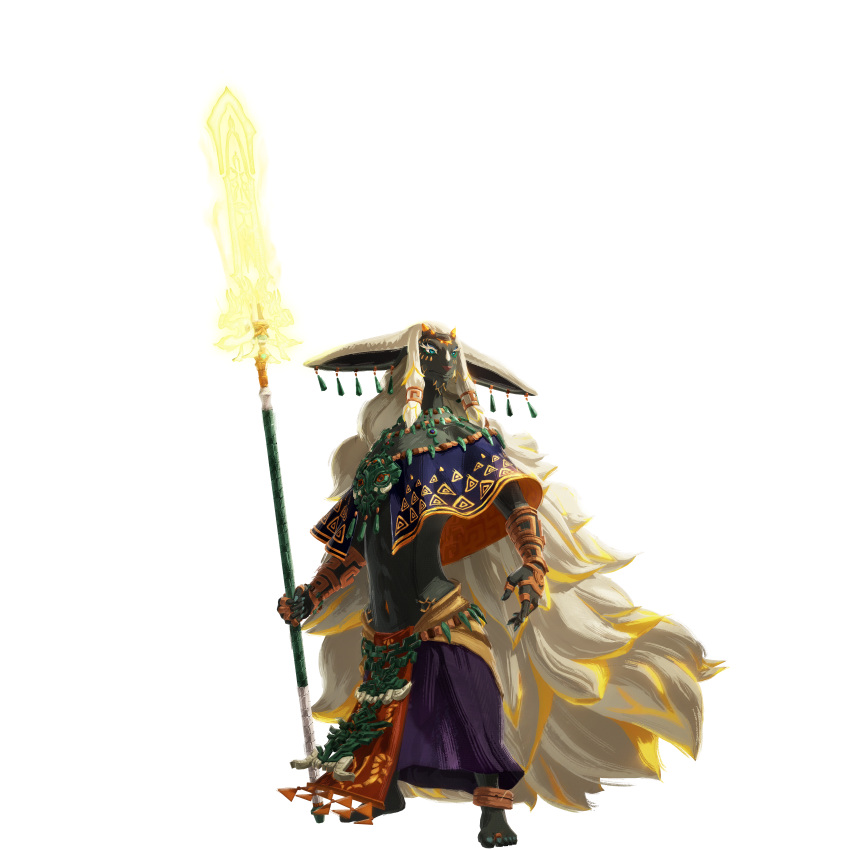1boy, absurdly_long_hair, absurdres, animal_nose, anklet, artist_request, bare_shoulders, barefoot