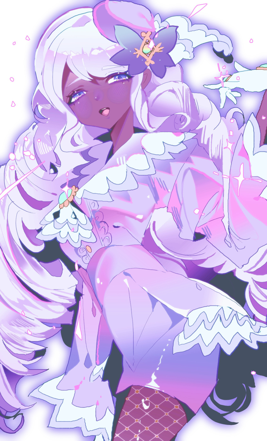 1girl, absurdres, ascot, brooch, cowboy_shot, cttn1117, dark-skinned_female, dark_skin
