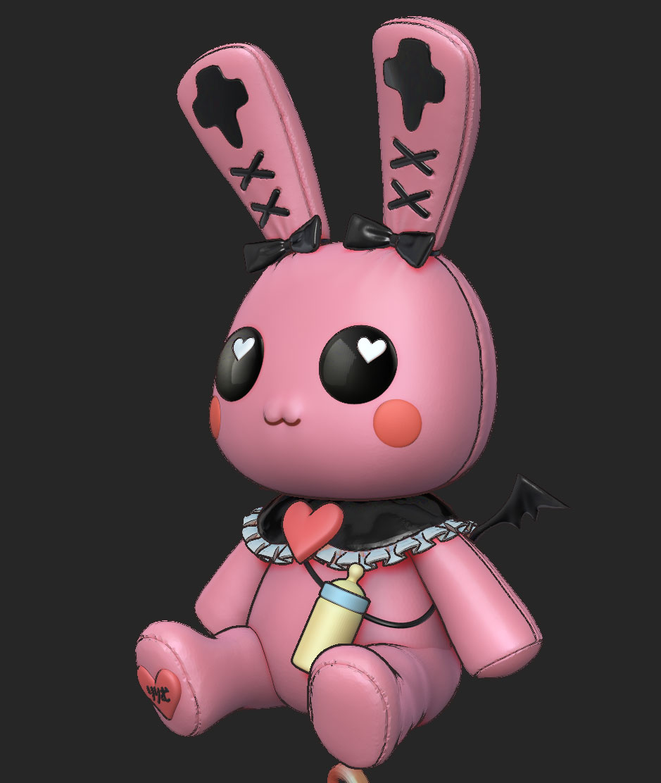 :3, baby_bottle, black_background, black_collar, black_eyes, black_wings, blush_stickers, bottle