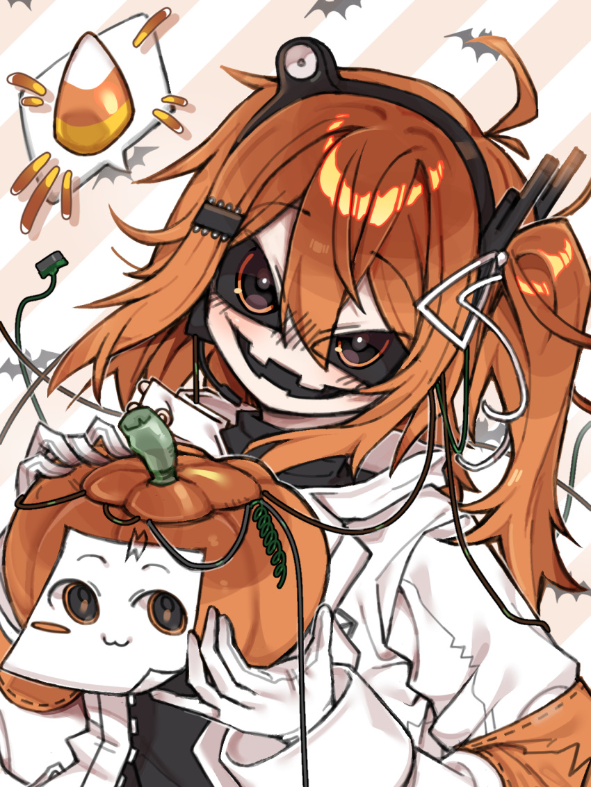 1girl, a.i._voice, adachi_rei, candy, candy_corn, closed_mouth, commentary, danchoo