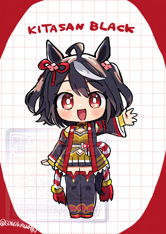 1girl, ahoge, animal_ears, black_hair, black_thighhighs, blush, breasts, chanchanko_(clothes)