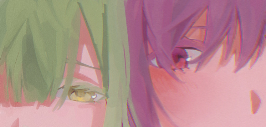 2girls, bang_dream!, bang_dream!_it's_mygo!!!!!, blush, cheek-to-cheek, close-up, geosmichi77, green_eyes