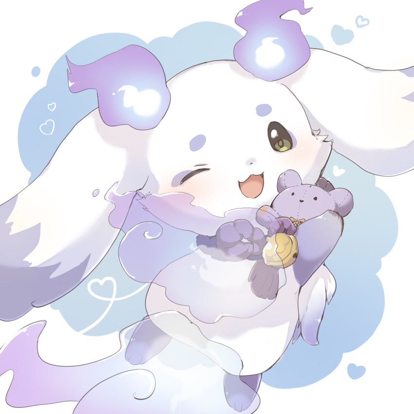 1other, :3, ;d, blue_background, brown_eyes, chibikemo, chiko_(chi_p_71), commentary_request