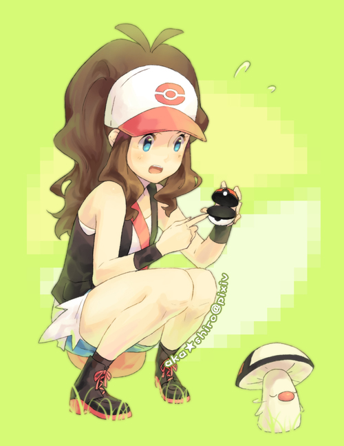 akashirokai, baseball_cap, blue_eyes, brown_hair, closed_eyes, eyes_closed, foongus, hat