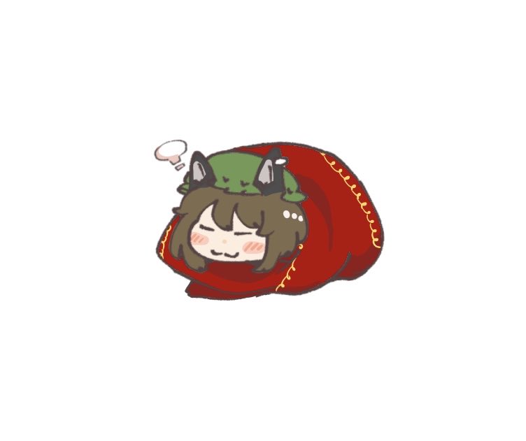 1girl, animal_ears, brown_hair, cat_ears, cat_girl, chen, comfy, full_body