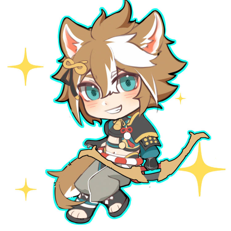 1boy, animal_ears, blush, bow_(weapon), chibi, chibi_only, commentary, dog_boy