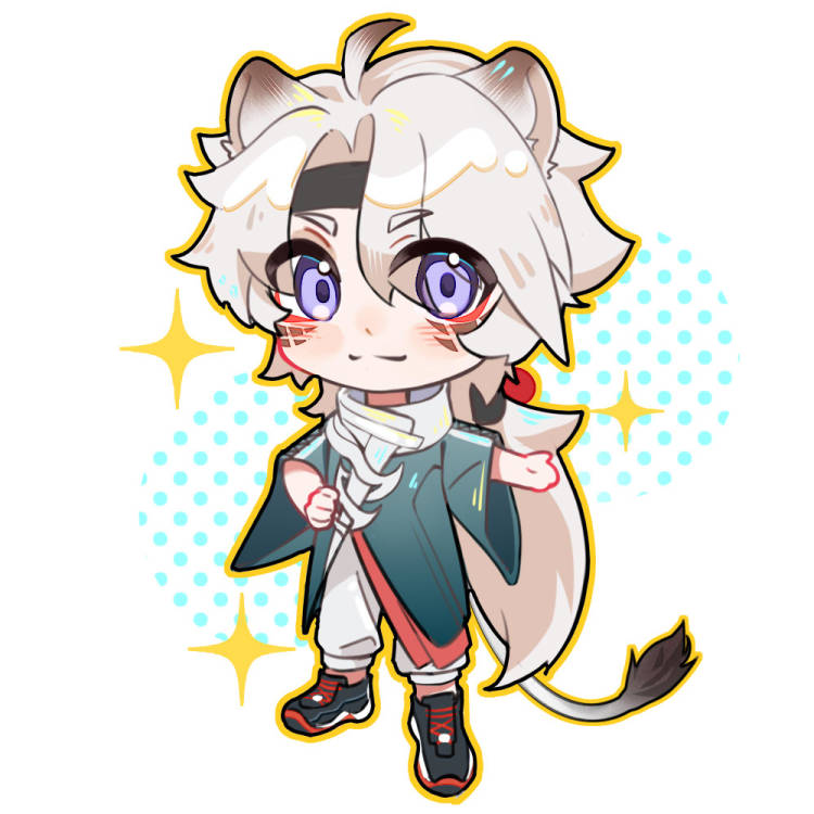 1boy, animal_ears, black_shoes, blush, chibi, chibi_only, chinese_commentary, closed_mouth