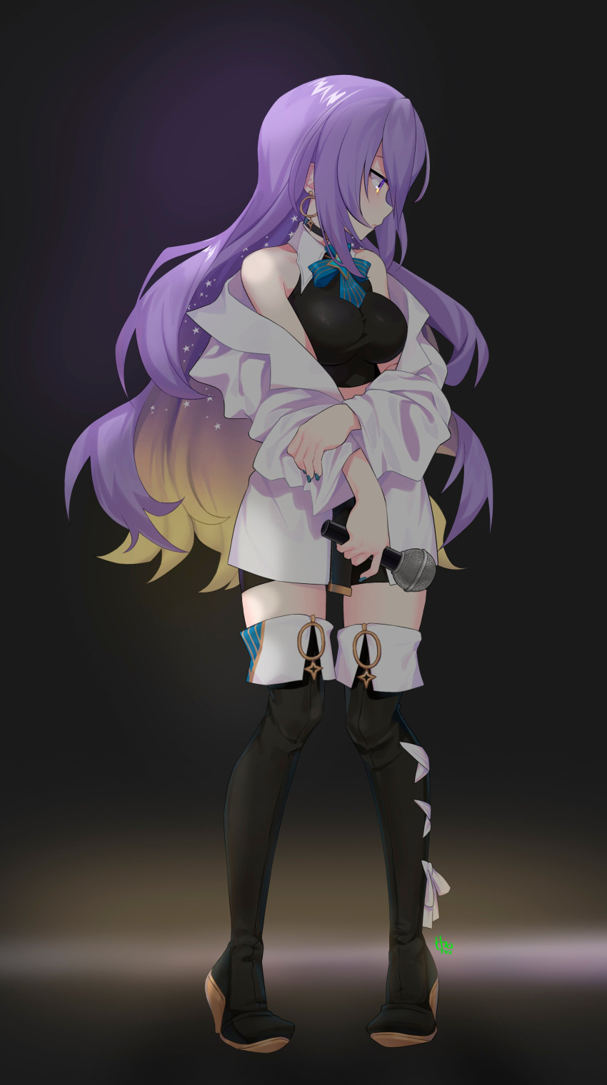 1girl, absurdres, blonde_hair, breasts, colored_inner_hair, gradient_hair, highres, hololive