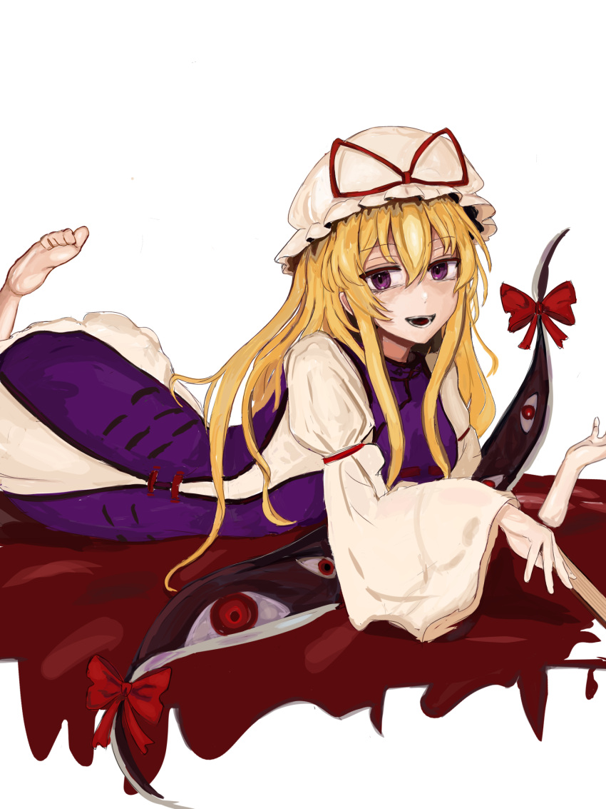 1girl, 83mkneinlsqmebq, barefoot, blonde_hair, blood, blood_on_ground, commentary, dress