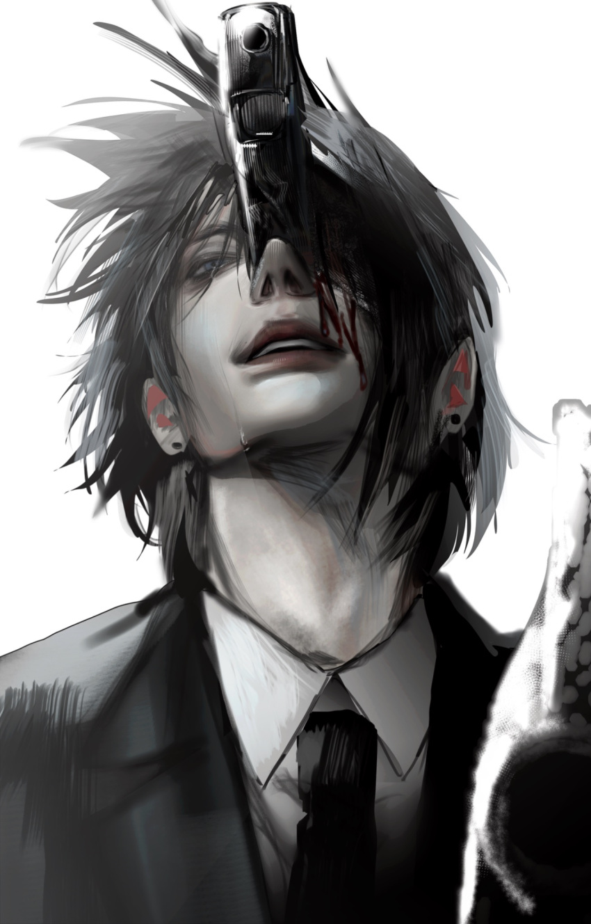 1boy, black_necktie, black_suit, chainsaw_man, denpyu_shi, formal_clothes, gun_devil_(chainsaw_man), hayakawa_aki