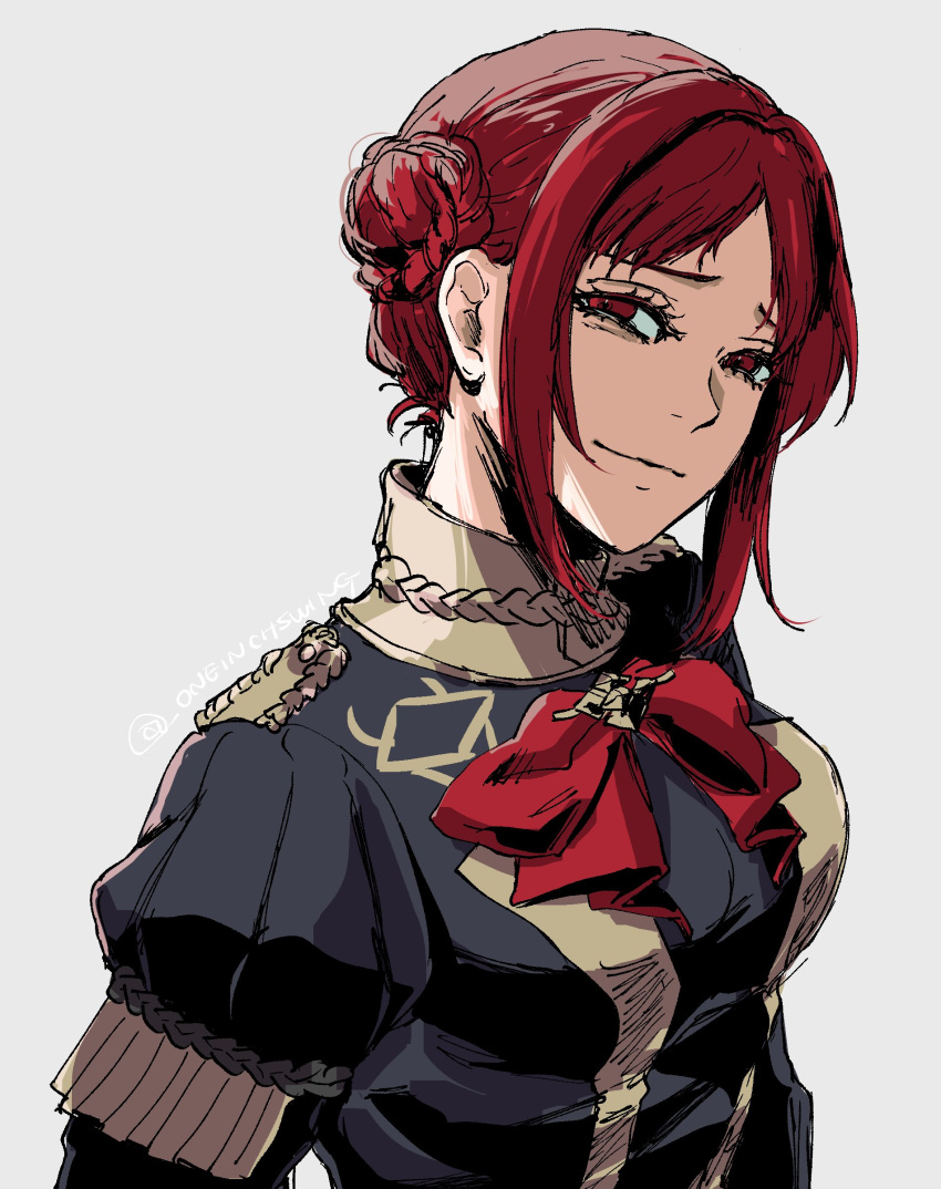 1girl, absurdres, choker_jewel, closed_mouth, fire_emblem, fire_emblem:_three_houses, garreg_mach_monastery_uniform, hair_bun