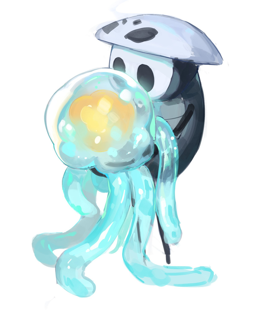 1boy, bamsot, black_eyes, highres, hollow_eyes, hollow_knight, jellyfish, male_focus