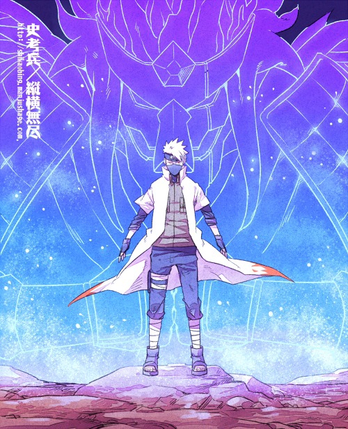 1boy, 1other, bandaged_leg, bandages, coat, commentary_request, facial_mark, fingerless_gloves