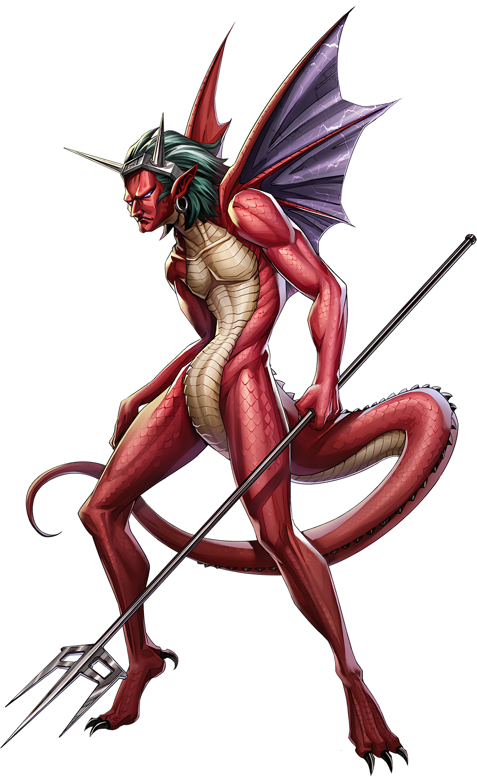 1boy, artist_request, belial_(megami_tensei), black_claws, closed_mouth, demon_(megami_tensei), dragon_boy, dragon_tail