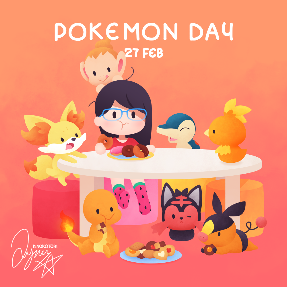 1girl, black_hair, charmander, chewing, chibi, chibi_only, chimchar, commentary_request