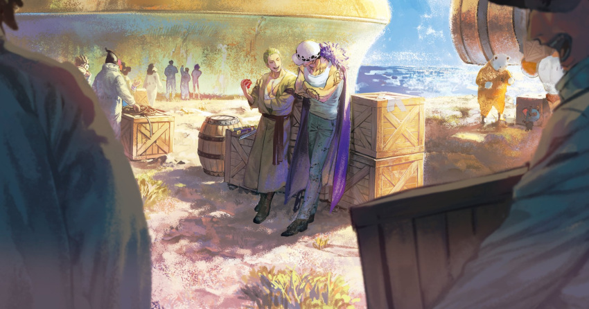 arm_tattoo, bad_id, bad_twitter_id, bear, bepo_(one_piece), blue_sky, cape, clione_(one_piece)