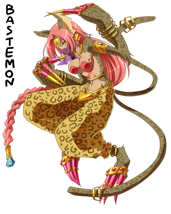 1girl, :q, animal_ears, anklet, arai_nobu, armlet, bastemon, bracelet