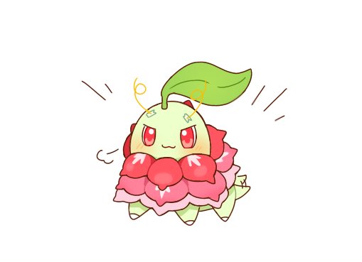 :3, all_fours, blush, chikorita, closed_mouth, colored_skin, commentary, cosplay