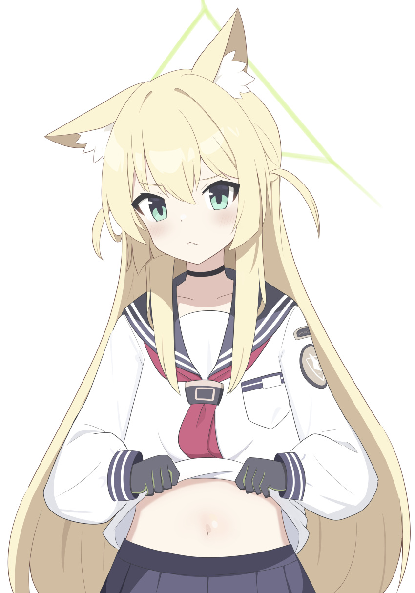 1girl, :<, absurdres, animal_ear_fluff, animal_ears, black_choker, black_gloves, black_sailor_collar